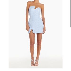 Amanda Uprichard Strapless Puzzle Mini Dress powder blue